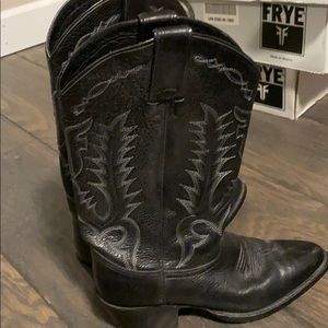 Frye cowboy boot. Black leather.